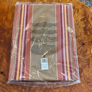 Pampered Chef Striped Table Runner Reversible with Sage, Red and Orange Accents